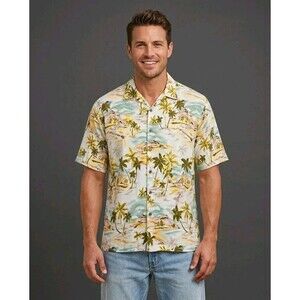 Kona Kai Trading Co Hawaiian Shirt Mens Medium Aloha Tropical Palm Tree Coastal